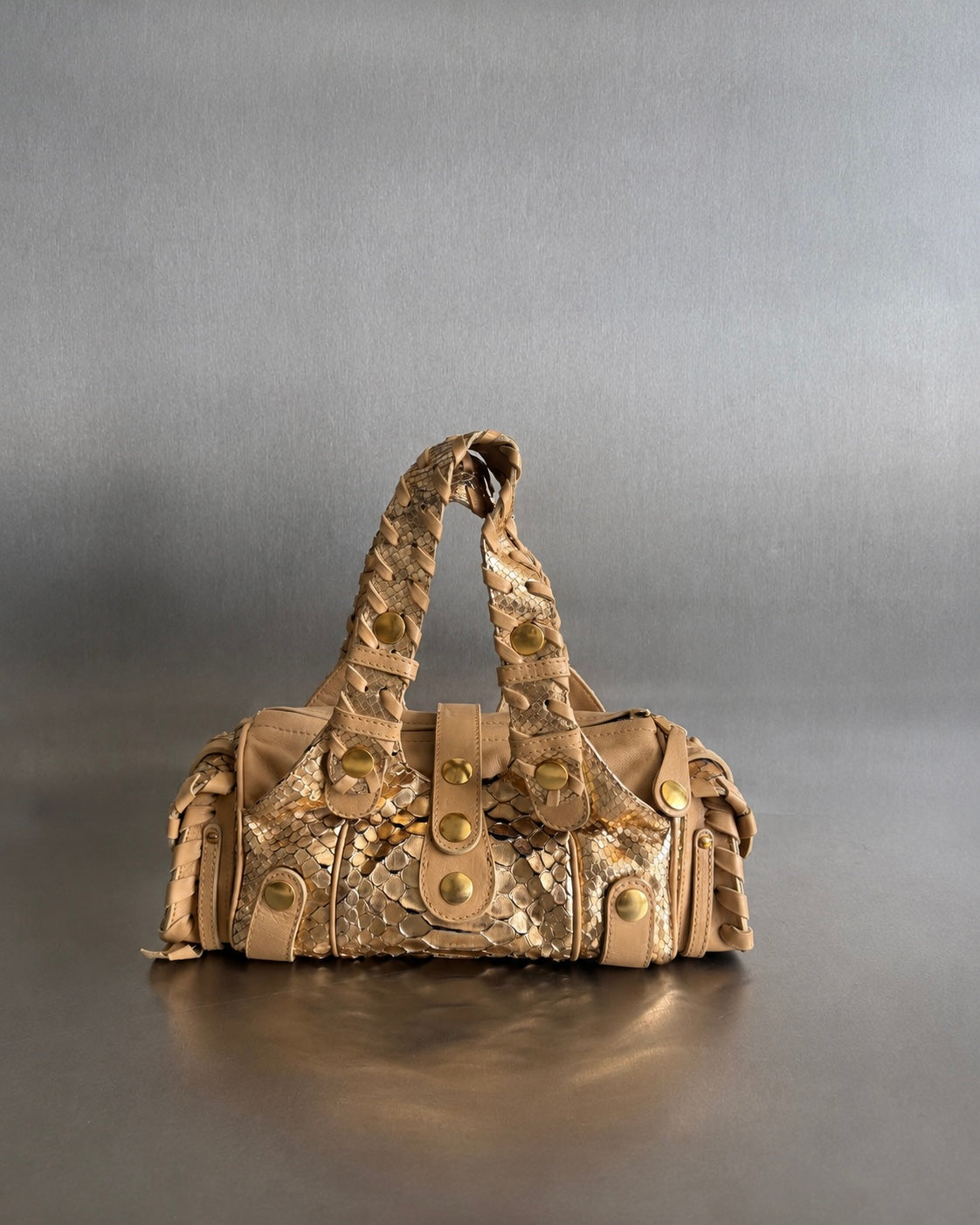 2000s Chloe Gold Silverado Python Bag by Phoebe Philo