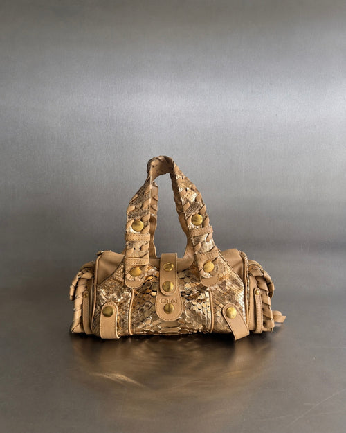 2000s Chloe Gold Silverado Python Bag by Phoebe Philo