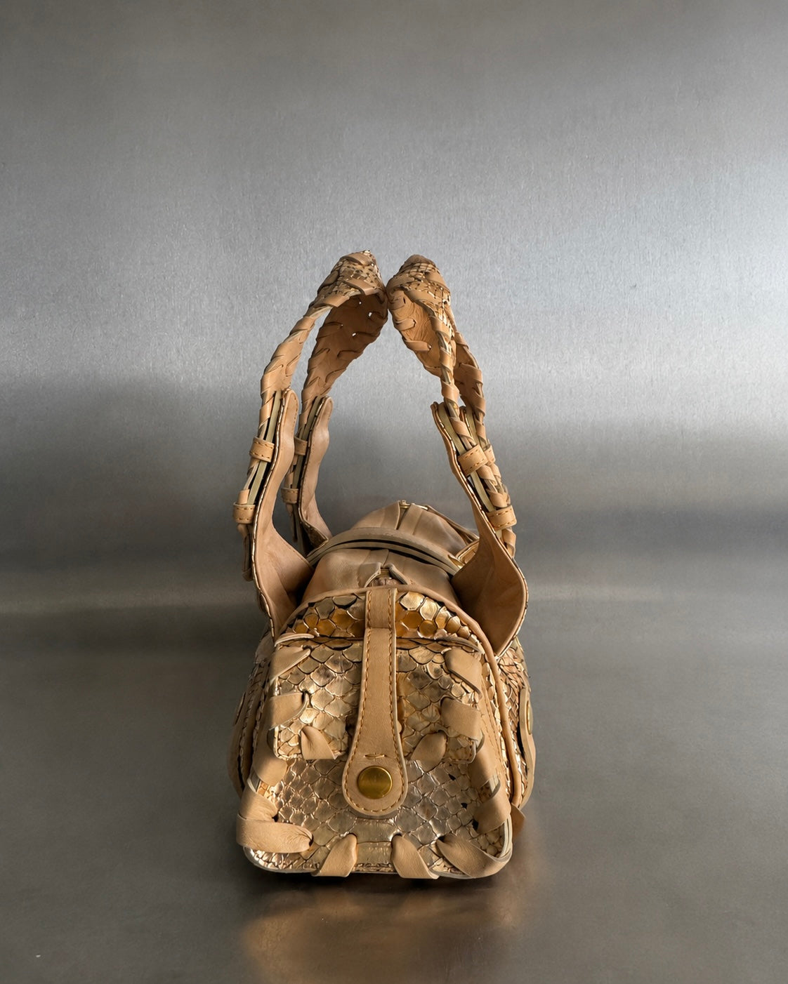 2000s Chloe Gold Silverado Python Bag by Phoebe Philo