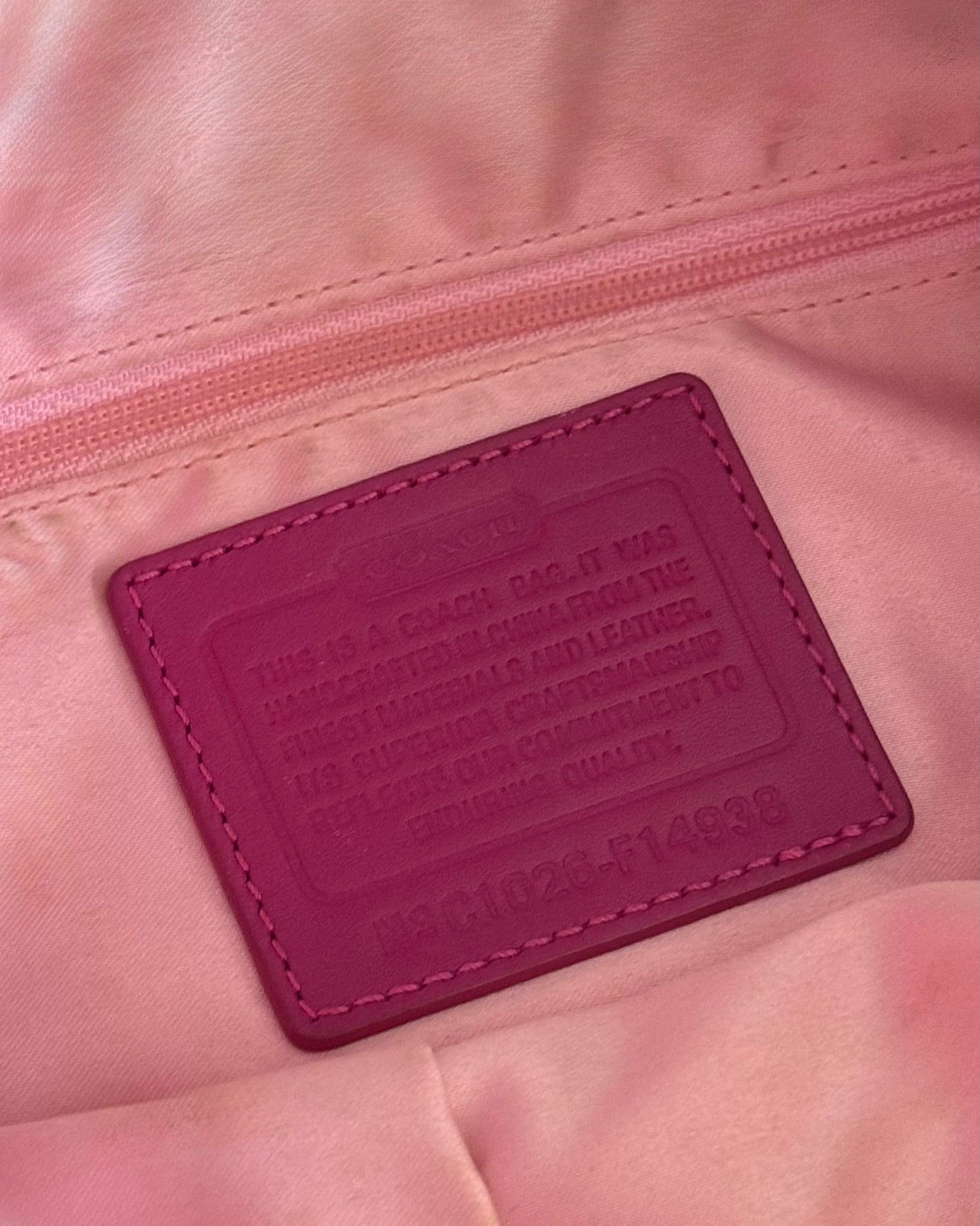 2000s Coach Pink Signature Hobo Shoulder Bag