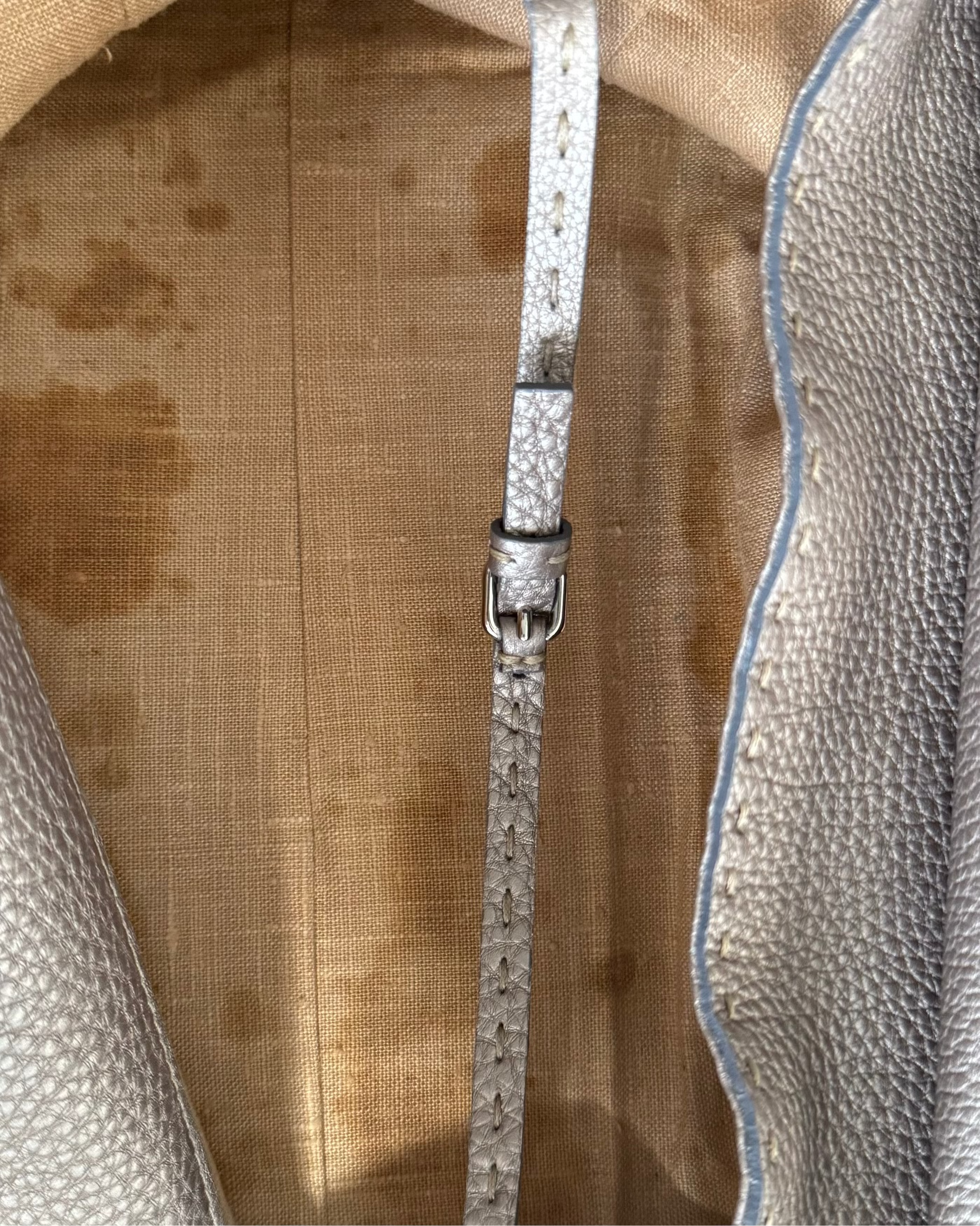 2000s Fendi Beige Metallic Selleria Linda Bag