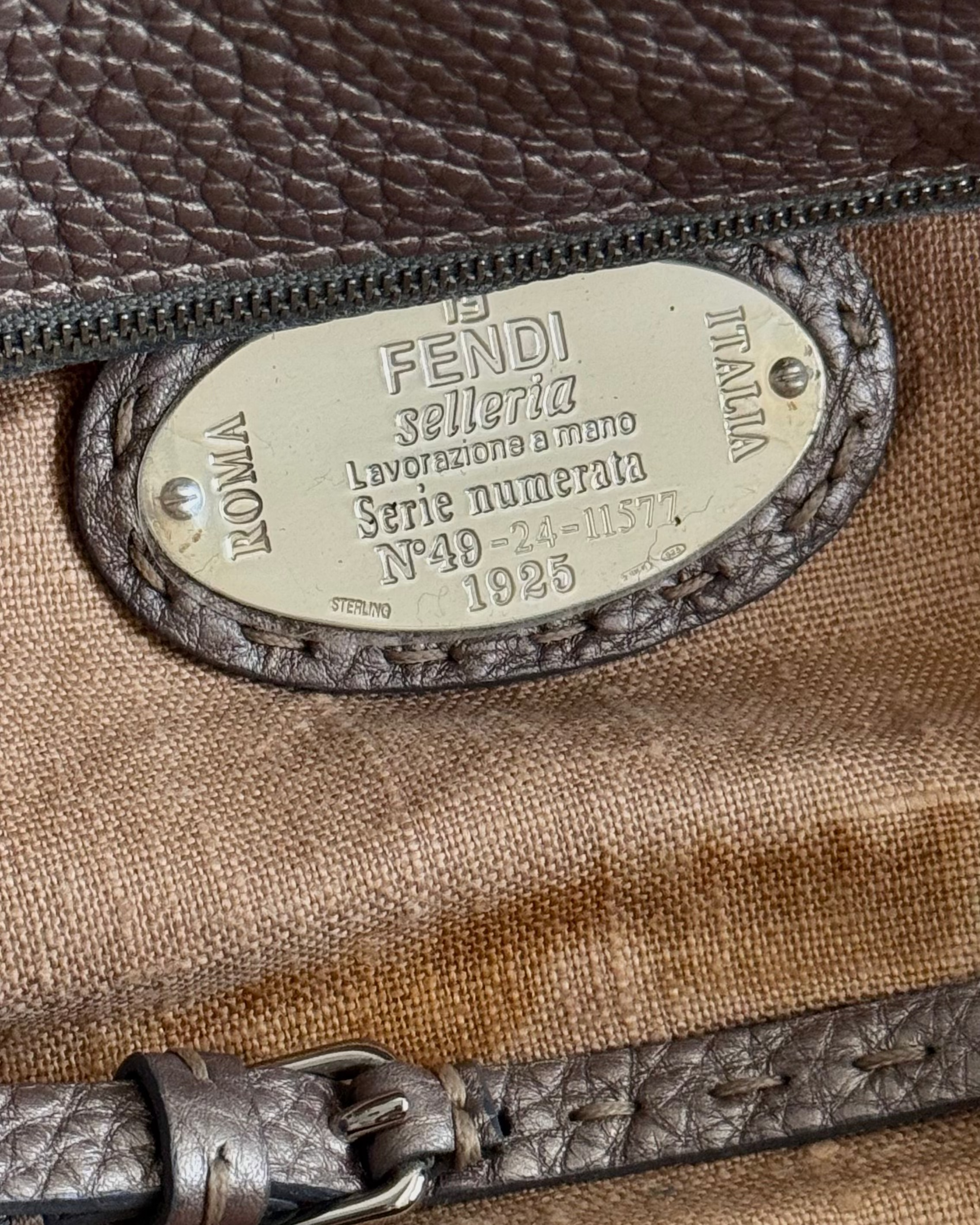 2000s Fendi Beige Metallic Selleria Linda Bag