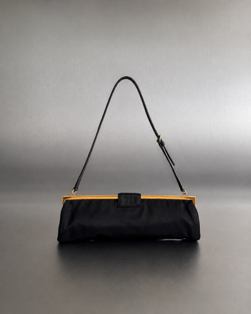 2000s Miu Miu Black Satin Frame Bag By Miuccia Prada