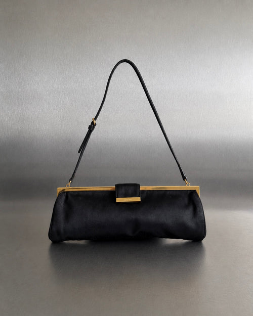 2000s Miu Miu Black Satin Frame Bag By Miuccia Prada
