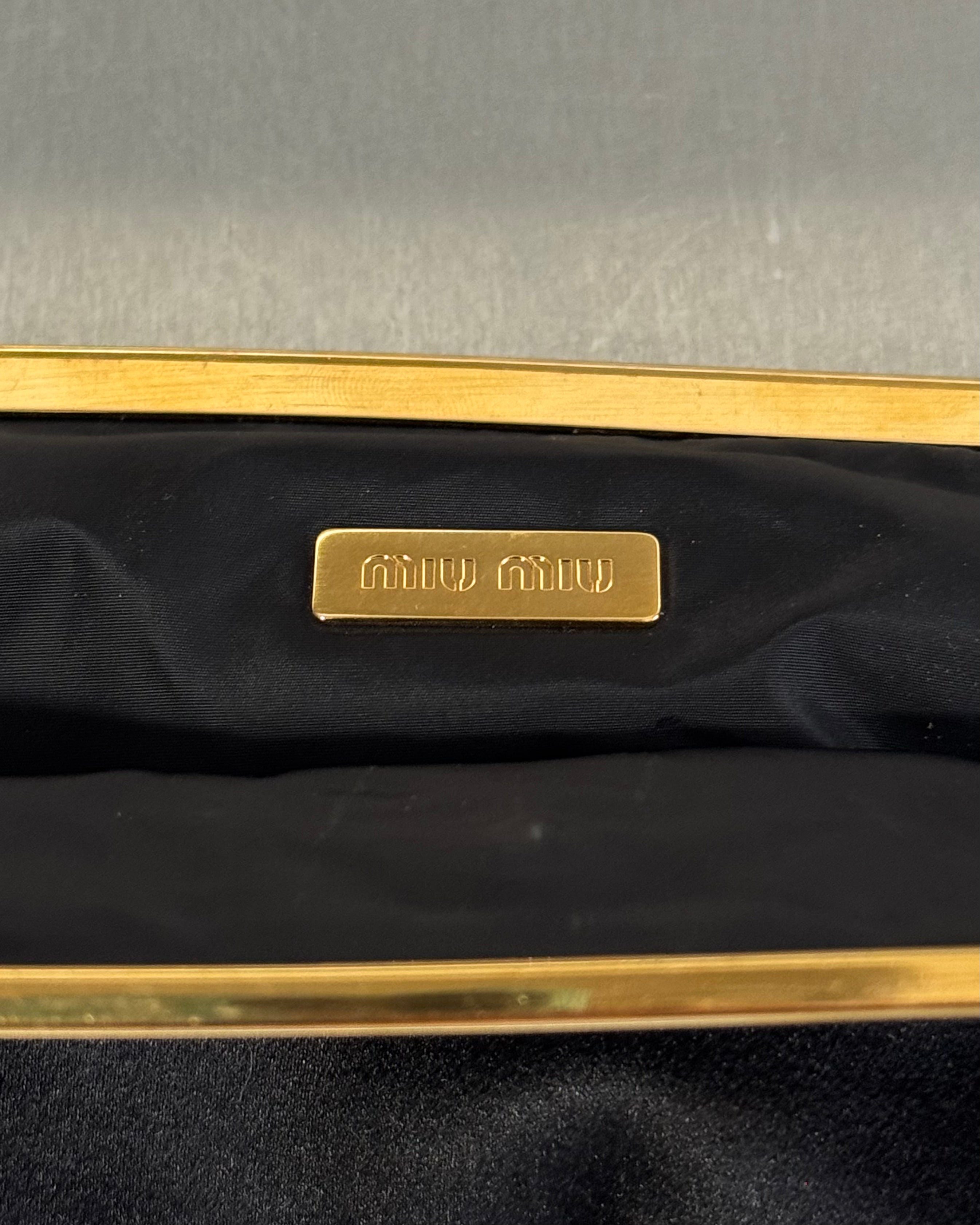 2000s Miu Miu Black Satin Frame Bag By Miuccia Prada