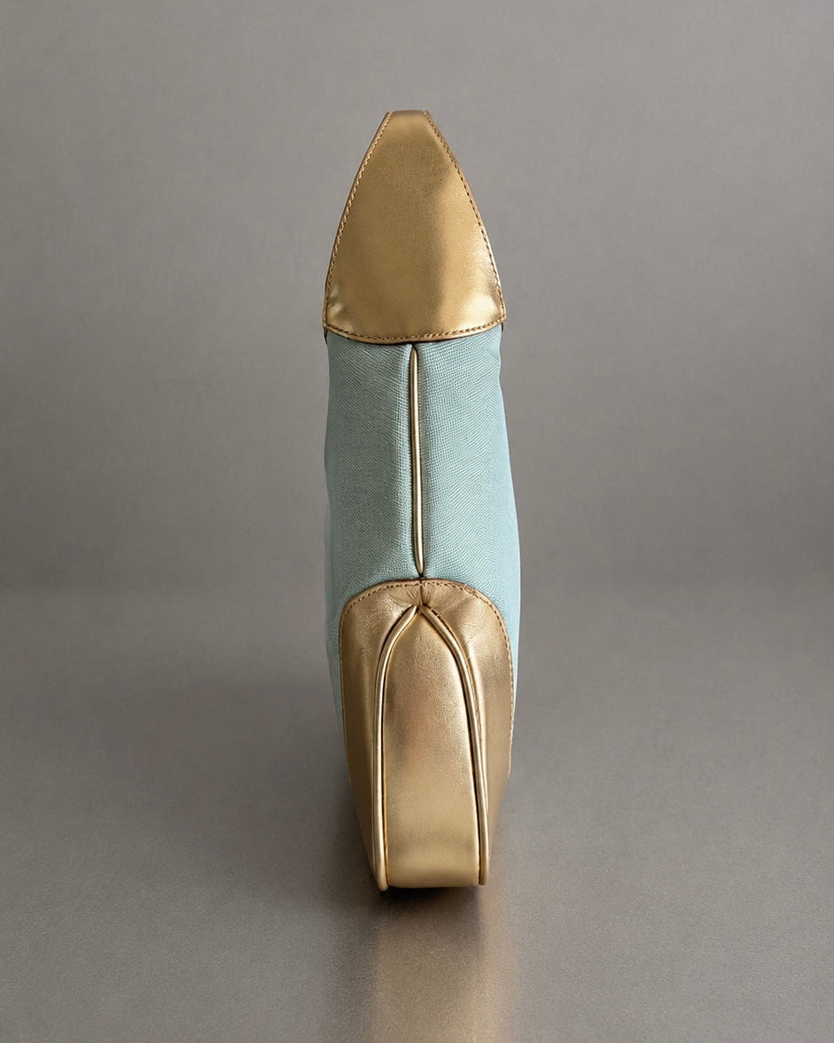 Gucci Jackie O Hobo Tom Ford 1999 in Turquoise Metallic Canvas & Gold Leather