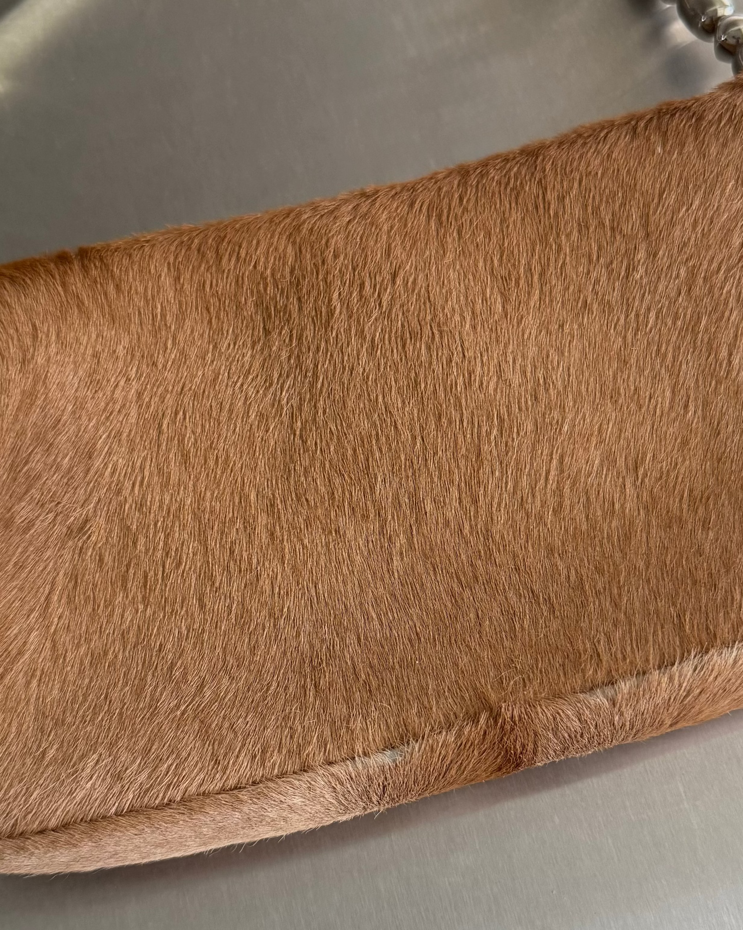 Rare 2000s Dior Tan Pony Hair Malice Shoulder Bag by John Galliano 